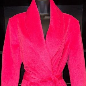 Bebe Vibrant Pink Wool Shawl Collar Wrap Coat